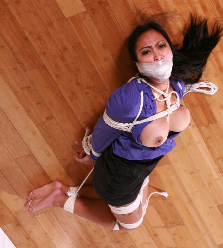Gorgeous Veronica is a Thick Sock Gagged, Toe-Tied, Tightly Hogtied Dominatrix!  Full Hi Resolution Photo Set